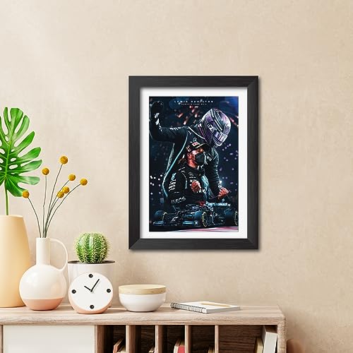 Image of TenorArts Lewis Hamilton Poster F1 Driver Posters Formula One Photo Frame Painting with Matt Finish Dark Texture (12 inches x 9inches)