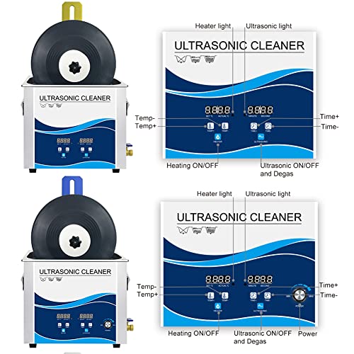 Pulitore a ultrasuoni Pulitore a ultrasuoni per Dischi in Vinile Sistema di Pulizia riscaldato da 300 W con Temperatura Regolabile e degasaggio, Include Staffa di Sollevamento