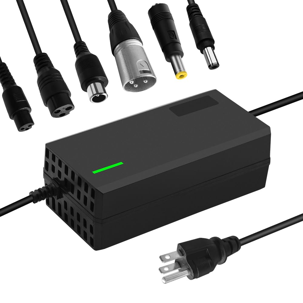 Chargeur 54,6 V 3 A/5 A avec prise 6 en 1 pour batterie au lithium 36 V telles que les batteries marines de voiture, camion, tondeuse à gazon, bateau (54,6 V3 A (prise 6 en 1))