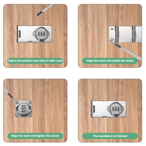 Image of M METERXITY 2-Pack Keyless Combination Lock, 3.78 inch Zinc Alloy Mechanical Password Twist Knob Hasp Locks Latch for Cabinet /Closet /Garage /Drawers /Garden,90 /180 Degree Barn Door Lock [Silver]
