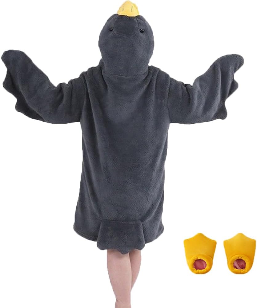 Wearable Goose Blanket Hoodie Onesie,Duck Oversized Blankets Hooded Costume for Adult & Kid,Warm Cozy Sleeping Bag