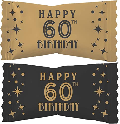 60Th Birthday Themed Peppermints Gold & Black 100 Count Wrapped - Mint Candy #TOP1