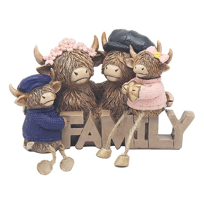 Lesser & Pavey Happy Highland Cow Highland Cow Family Home Decor Figurines & Ornaments For Home & Office | Decorative Home Accessories Statues For Indoor & Outdoor | Lovely Gifts for Women & Men
