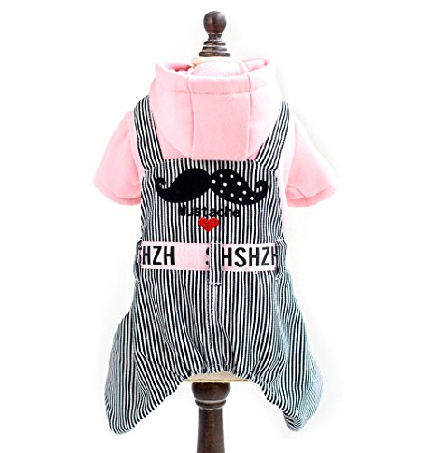 SMALLLEE_LUCKY_STORE Hunde-/Katzen-Kapuzenpullover mit Schnurrbart, Größe M, Rosa/Blau Cover