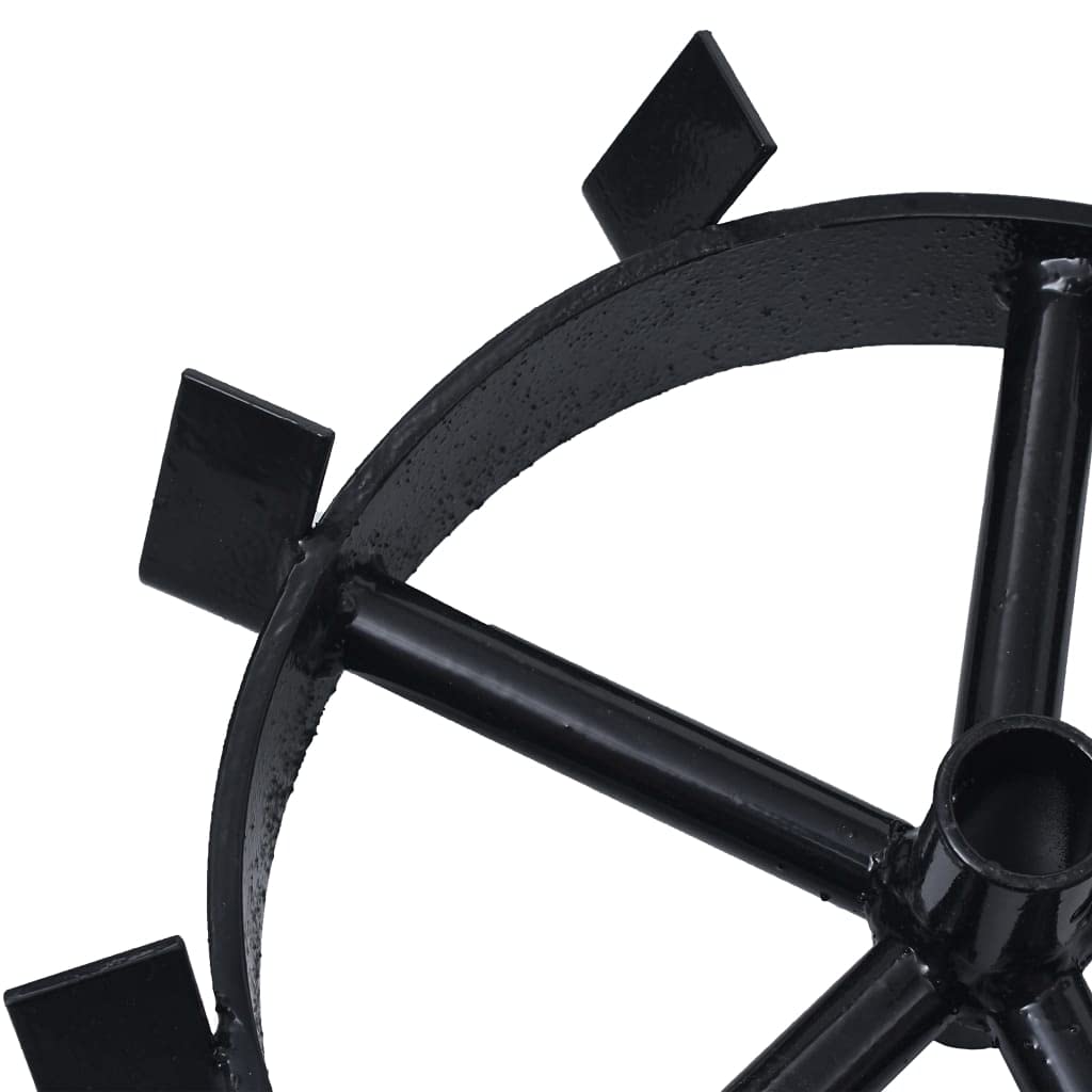 vidaXL 2X Roues Métalliques pour Cultivateur à Essence Roue de Stabilisation de Motobineuse Roue de Motoculteur Résistant 6,5 ch Noir