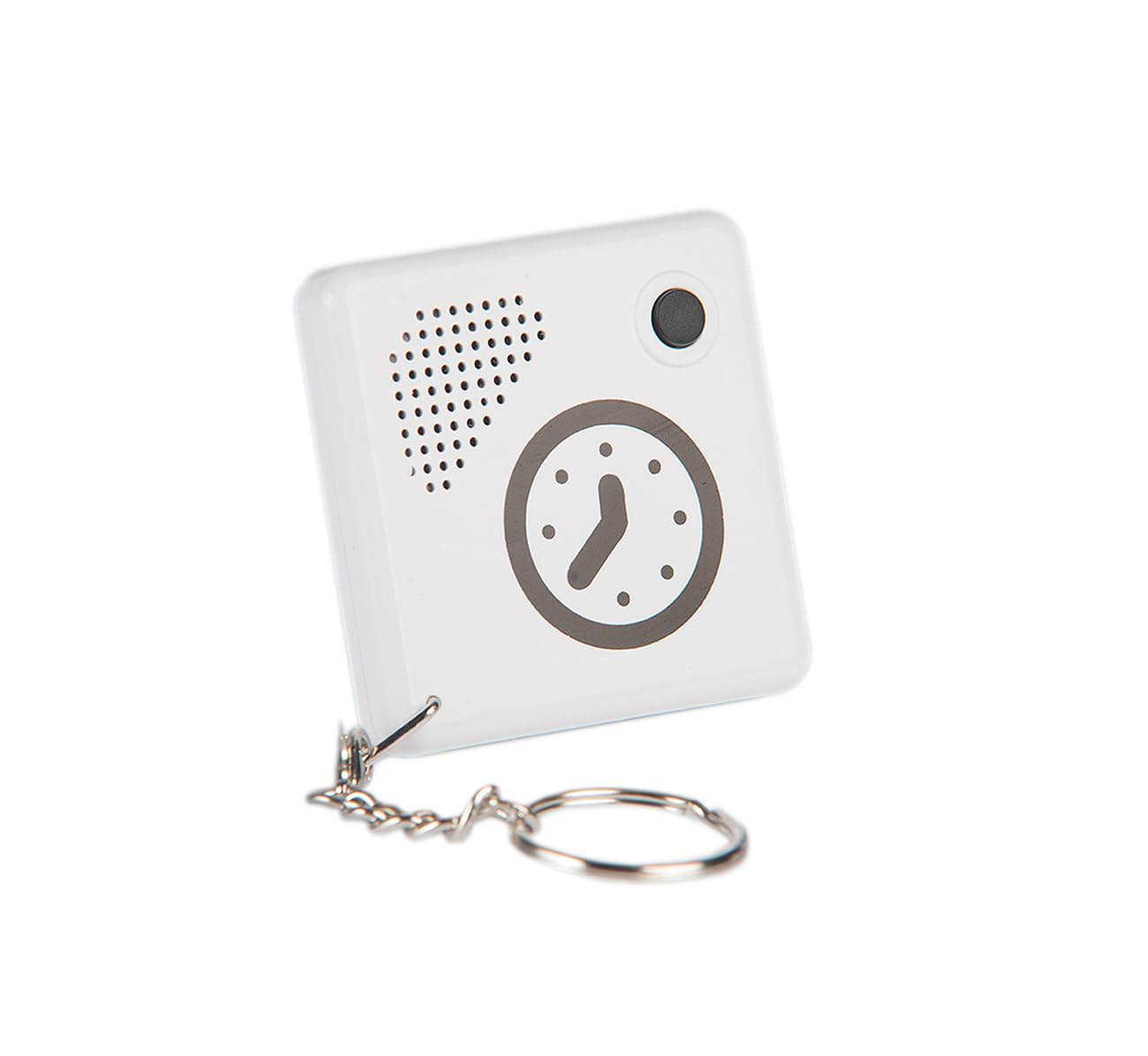 Talking Time Pal, Speaking Clock On A Keychain For The Visually Impaired, White With High Contrast Button, Small