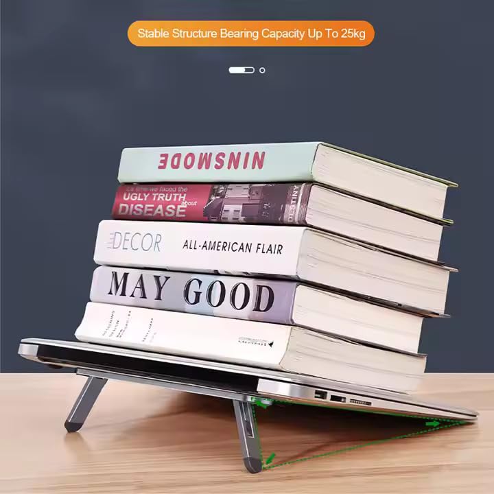 Image of SOOPII Mini Laptop Stand with Aluminum Body Adjustable Height, Lightweight & Foldable, Non-Skid Silicone Feet, Compatible with 11 to 17 Inch Laptops, Portable Ergonomic Stand for Desk, Table & Travel