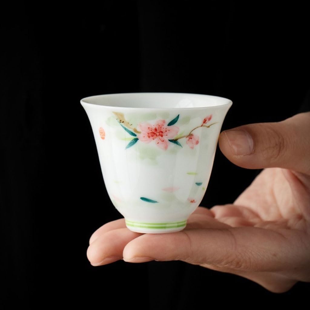GSOUL Kungfu Tea cup Ceramic Tea Cup Single Hand-painted Peach Blossom Host Home Exquisite Small Tea Cups
