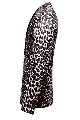 MOGU Mens Slim Fit Notched Lapel Stylish Blazer Leopard Printed Sports Coat3