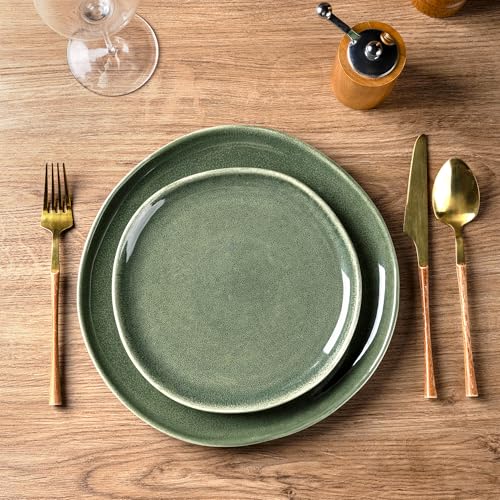 Image of AmorArc Ceramic Dinnerware Sets for 6, 18Pcs Plates and Bowls Sets Dishes | Stoneware Handmade Reactive Glaze Dinner Set, Highly Scratch Resistant | Dishwasher & Microwave Safe Dishware