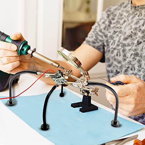 Image of 4 Pack Magnetic Helping Hands Soldering,Flexible Gooseneck Metal Arms for Automobile Electronics Soldering jewelry, Painting Art Crafts Hobby with Adjustable Alligator Clips