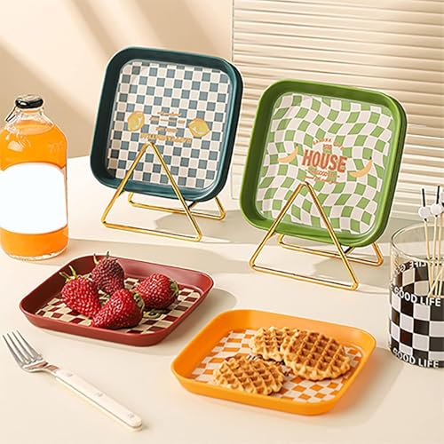 Tissting Petites Assiettes à Collation Carrées,4pcs 15cm Alimentaire Plastique Plats Assiettes Plastique Réutilisables Collations Assiettes à Dessert...