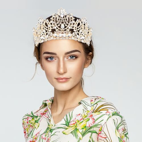 Tiara nupcial de aleación refinada y rhinestone con acabado oro 5