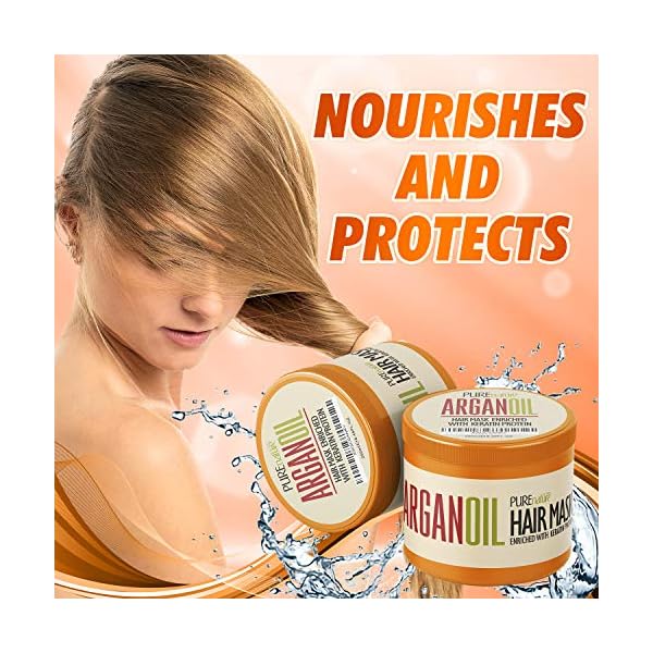 Argan-Oil-Hair-Mask-Deep-Conditioner-Treatment-for-Dry-Damaged-Hair-Moroccan-Split-End-Moisturizer-Hydrating-Product Moroccan Argan Oil Hair Mask Sulfate SLS Paraben Free - Deep Conditioner Treatment for Dry Damaged Hair - Split End Moisturizer, Hydrating Product - Salon Grade Formula – Enriched with Keratin Protein