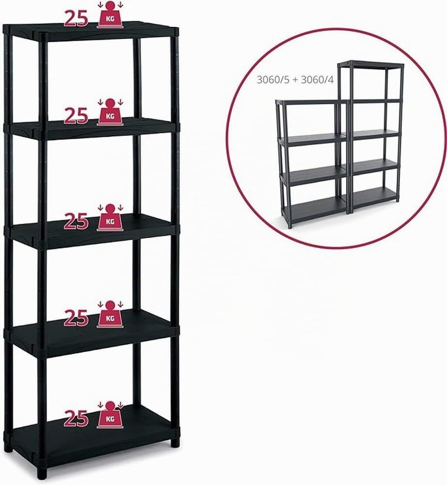 Terry, Scaffale 3060 S-5 , Estantería Modular con 5 Estantes. 60x30x174 cm