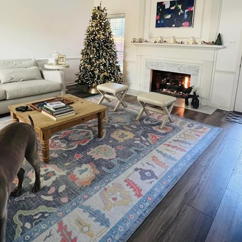 Fame Rugs Modern Oushak Rug 10x13, Vintage Turkish Blue Oriental Antique Inspired Area Rugs, Washable Foldable Luxury Living Room Bedroom (387BNB, 9'8 x 13') - Image 10