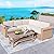 Patio Furniture Set 6 Piece, Wicker Rattan Sectional Sofa Couch with 5.5" Thick Waterproof Cushion and Coffee Table, L Shape All Weather Outdoor Conversation Set for Lawn Backyard Deck, Beige