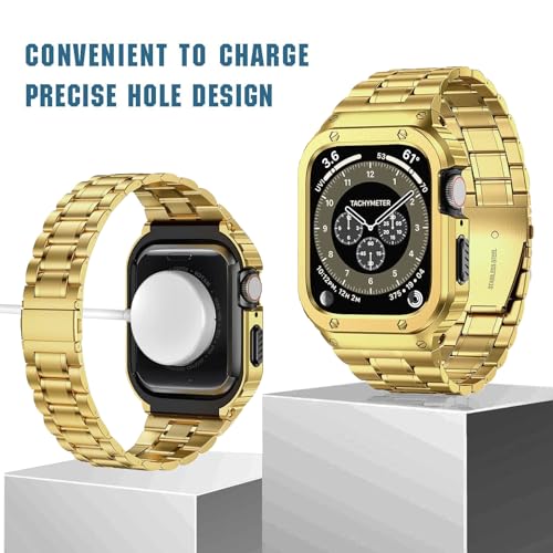 Image of MioHHR Stainless Steel Band with Case for Apple Watch Bands 41mm /40mm /38mm