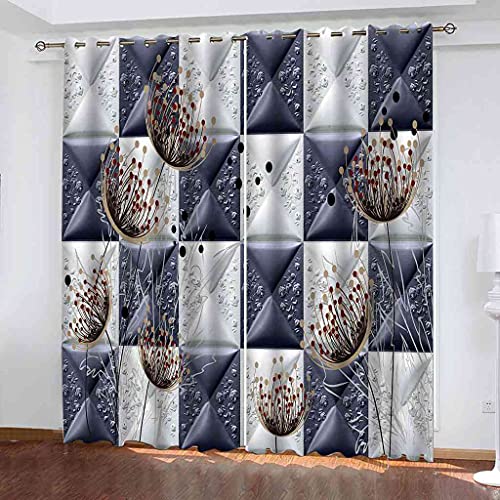 Rideau occultant thermique isolant phonique polyester bleu 264x160 cm pour salon