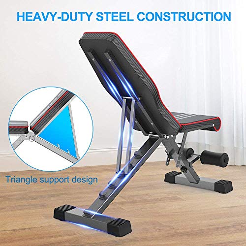 Yoleo Commercial Weight Bench, Adjustable/Foldable Strength Training Bench, Utility Incline/Decline Bench for Full Body Workout - Fast Folding