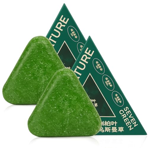 Nature Triangle Shampoo Bar, Nature Seven Green Soap Shampoo para todo tipo de cabello (2PCS)