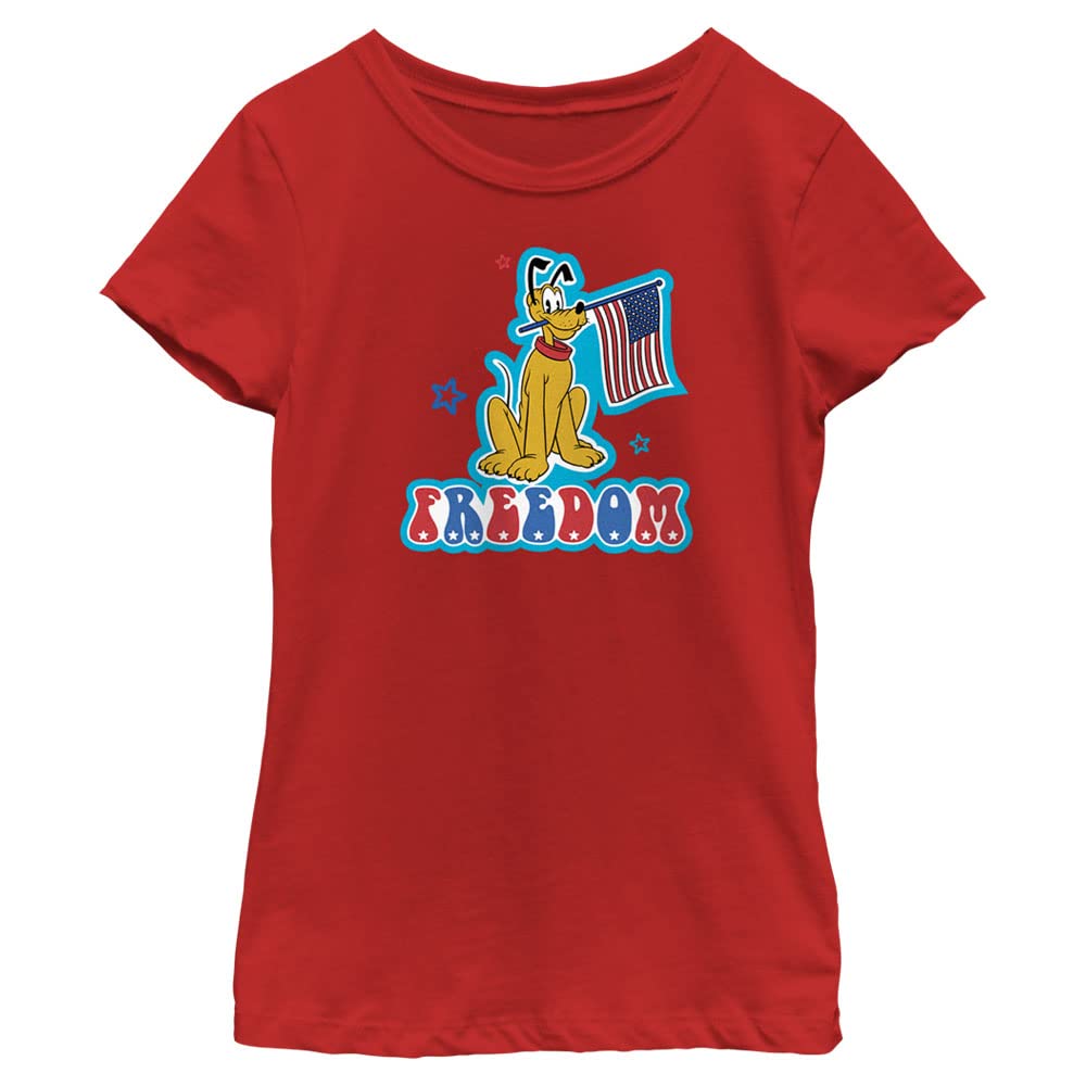 Disney Classic Mickey Pluto Freedom Badge Girls Short Sleeve tee Shirt Camiseta para Niñas