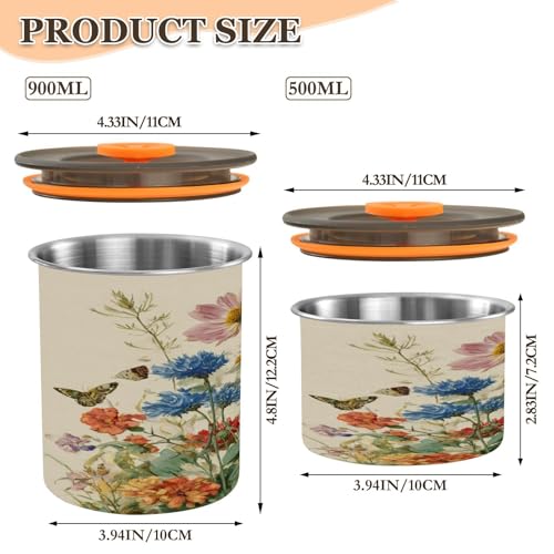 Envase para café beige floral 500ml acero inoxidable miniatura 2