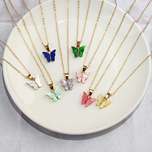 Yansport Butterfly Pendant Necklace Set, 4/8/12 Pcs Acrylic Butterfly Chain Necklace, Cute Jewelry Gift For Woman And Girl (8Pc Necklace Set) #TOP3