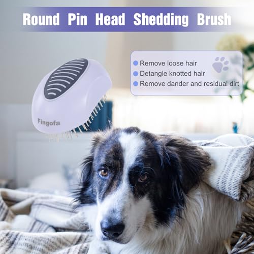 Fingofa 2PCS Dog Brush for Shedding and Bathing, Dog Grooming Tools Set for Short/Long Haired Dogs & Cats, Slicker Pin Hair Brush for Removing Loose Fur and Tangles, Soft Rubber Brush for Washing — view 3