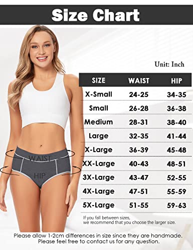 Image of POKARLA Women's Cotton Stretch Underwear Briefs Ladies Mid Rise No Muffin Top Hipster Panties Multipack