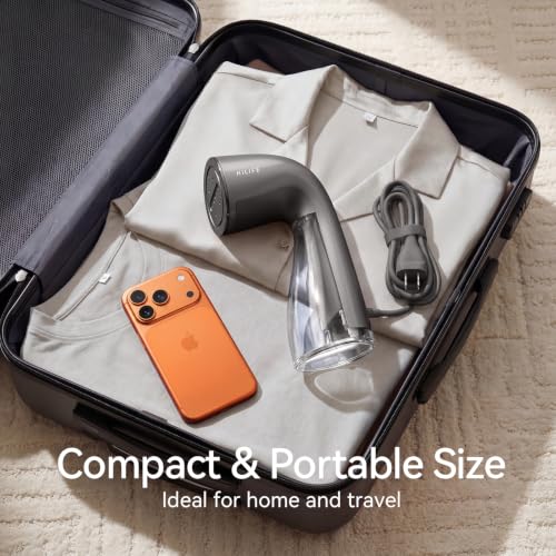 Image of HiLIFE Steamer for Clothes, 1100W Clothes Steamer, Fast Wrinkle Removal with Large 300ml Tank, Ideal for All Fabrics, Easy to Use, Compact and Portable Travel Garment Steamer-Grey