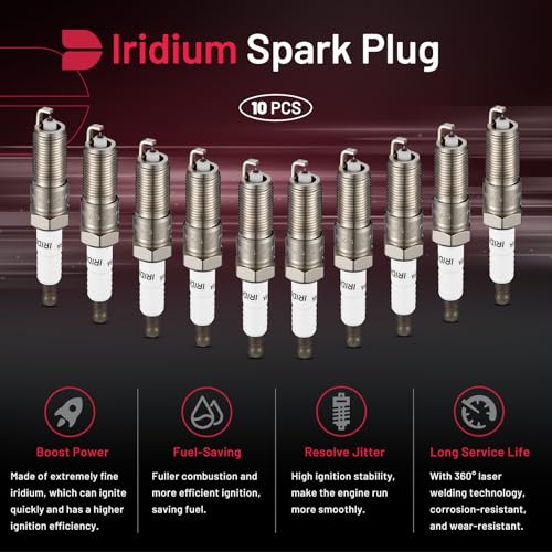 Image of BDFHYK XP5426 Iridium Spark Plugs Compatible with Chrysler PT Cruiser 300 Sebring,Compatible with Dodge Avenger Neon Caravan Engine Replacement for LZTR5AIX13 2314 Set of 10