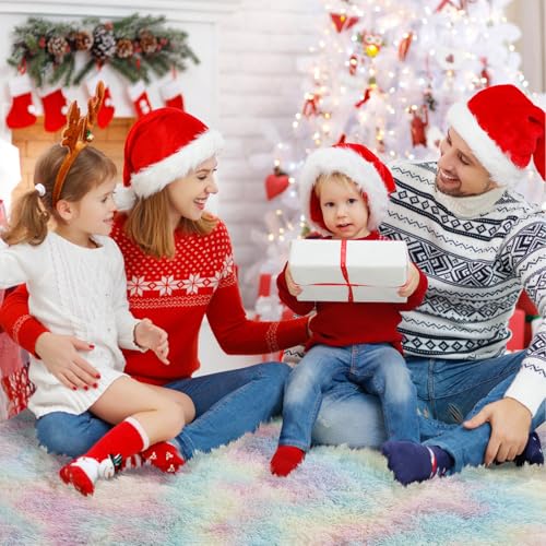 Rainbow Fluffy Round Area Rugs for Bedroom,6'X6'Shag Circle Area Rugs for Girls Room,Non Slip Fuzzy Plush Rug for Kids Room Living Room and Dorm Home Decor Rug