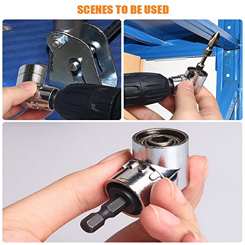 Cigotu Right Angle Drill, 105 Degree Multifunction Right Steel Angle Driver Angle Extension Power Screwdriver Drill With 1/4" Drive 6Mm Hex Quick Change Magnetic Drill Bit Angled Bit Power Drill Tool #TOP1