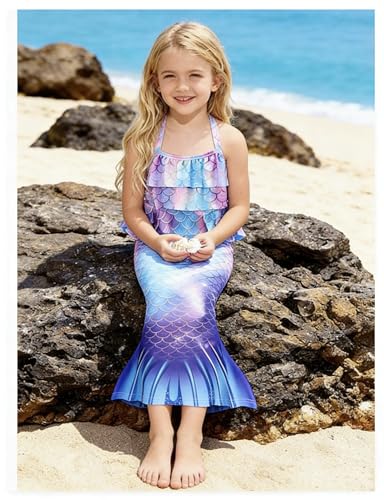 Image of GALLDEALS Girls 3 Piece Swimsuit Bathing Suits Bikini with Cover Up Skirt 3 to 12 Years