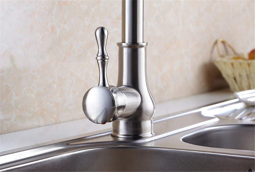 Níquel Cepillado Grifo De La Cocina Caliente Y Fría Del Grifo Mezclador De Agua Del Grifo Del Fregadero De Cocina Con La Cabeza De Ducha Extraíble Con Todo Cobre Retro-Handle Aireador