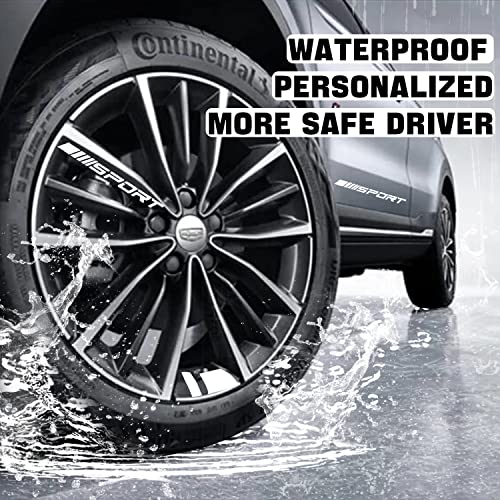 Image of Pincuttee 14pcs Car Decal Stickers,Wheel Rim Decal Sticker,Sport Logo Reflective Stickers,Sport Emblem Car Rear Bumper Sticker,Rear Mirror Decals for All Vehicles(White,14PCS)