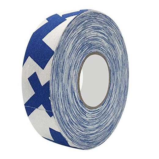 Fita de aderência de hóquei, 2,5 cm x 25 m, fita protetora de hóquei esportiva de segurança badminton, bastões de hóquei no gelo (sinal azul Plus)