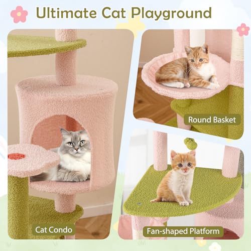 PETSITE Árbol para Gatos Flor 58 pulg Multinivel Rosa miniatura 5