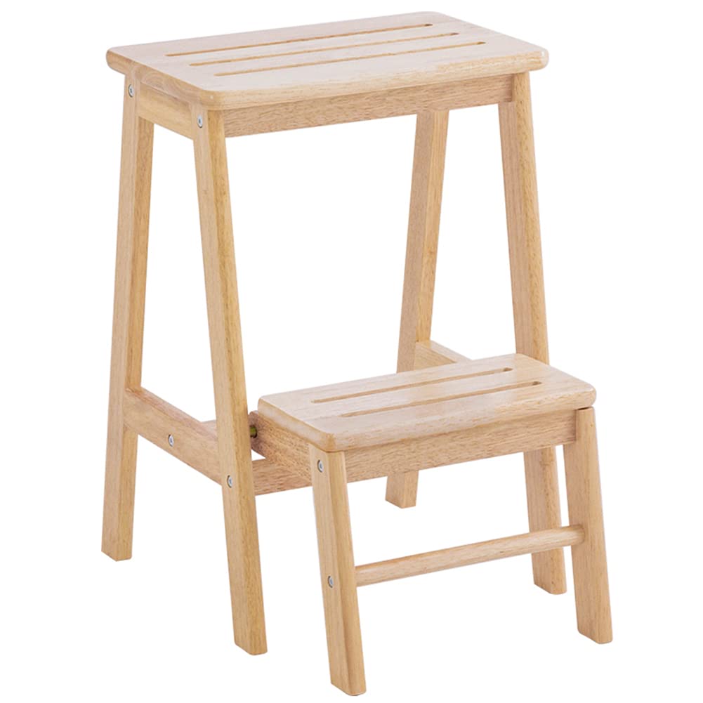 Escabeau pliant 150 kg en bois robuste à 2 niveaux pour la maison