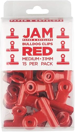 Miniatura 3 de JAM PAPER Clips de metal Bulldog - Mediano - 1.220 in - Rojo - 15Pack