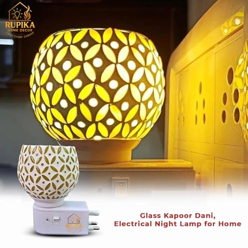 Image of RUPIKA Electric Kapoor Dani Night Lamp for Home Temple | Aroma Diffuser & Dhoop Dani | Camphor Incense Burner | Decorative Warm Light for Home & Office