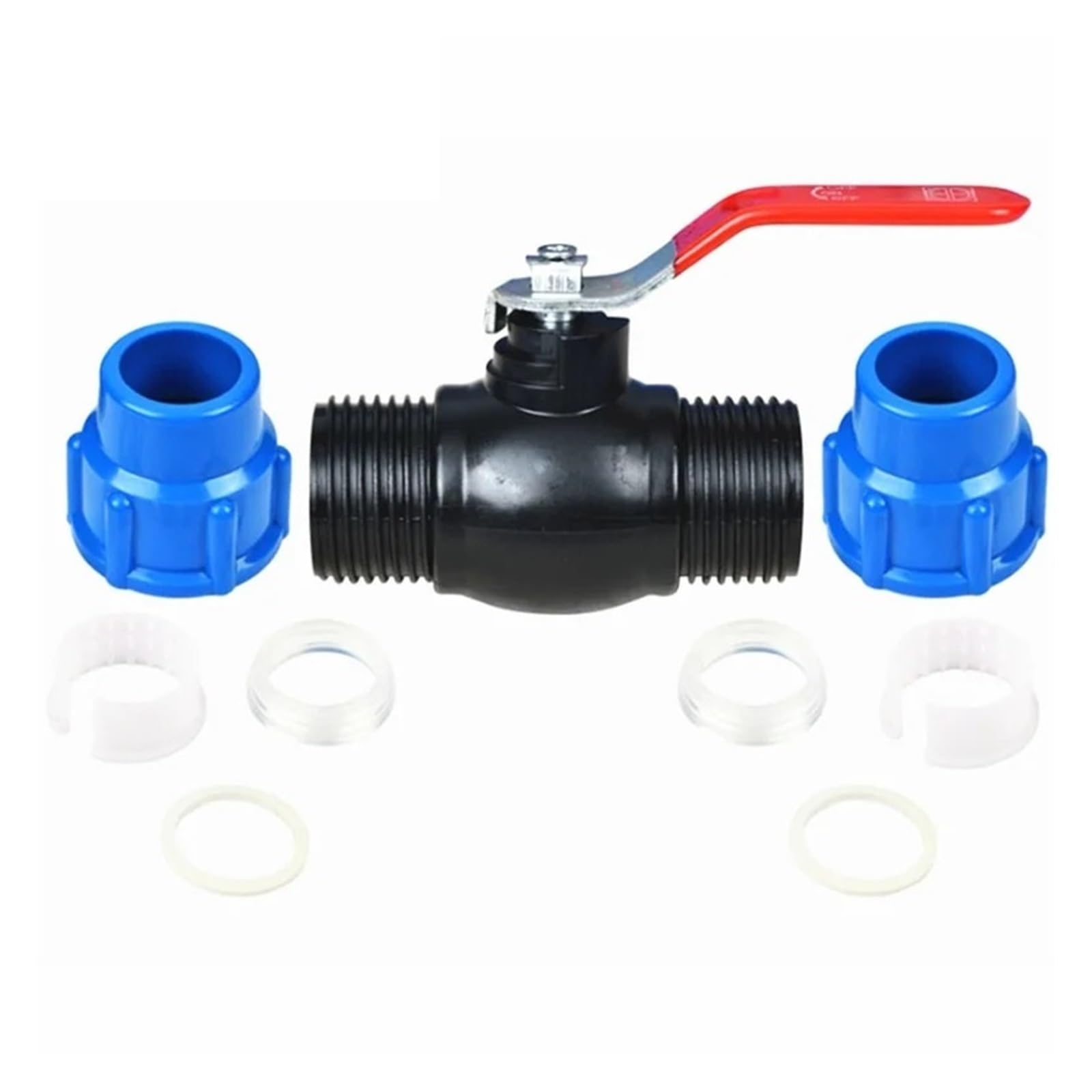Divisor de agua del grifo de tubo de PE, Conector de válvula de bola rápida de plástico, accesorios de tubería de agua for riego de jardín y agricultura, 20/25/32/40/50mm(Blue,63mm)