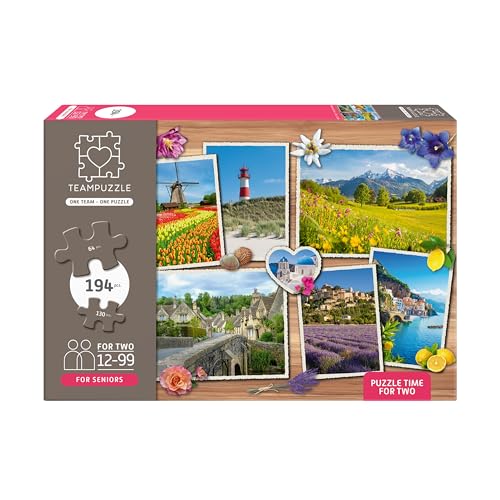 TEAMPUZZLE für Senioren Landschaften & Sehnsuchtsorte | Puzzle für ältere Menschen | 194 Teile & Zwei Schwierigkeitsgrade | Gemeinsame Zeit mit Großeltern Eltern & Enkeln