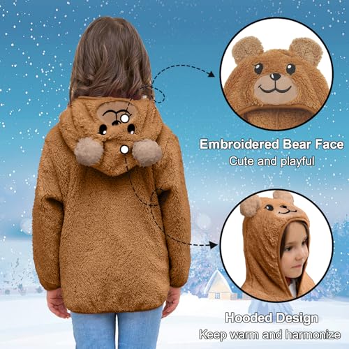 Image of Toddler Girls Boys Fleece Hoody Jacket Zip Up Teddy Coat Warm Winter Outwear