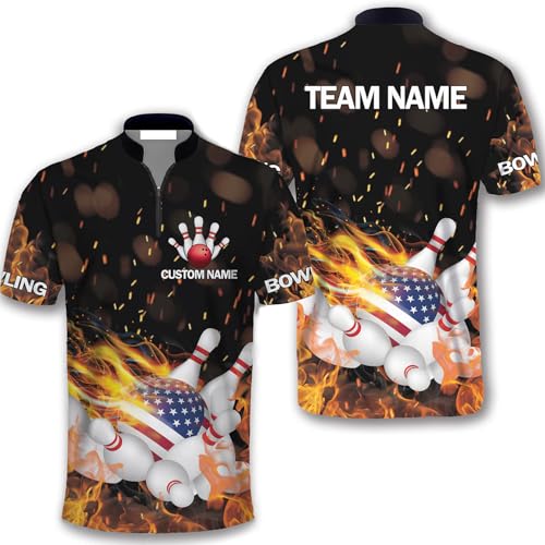 Custom Bowling Shirts, Flame Bowling Polo Shirts, Personalized Team Bowlers Jersey Short Sleeve Button Down. Fire Bowling Uniform, Gowling Jersey Gift for Bowl4
