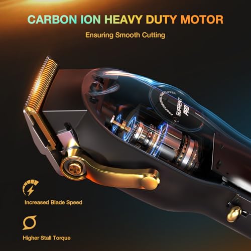 SUPRENT Haarschneidemaschine Professionelle und Trimmer- Haarschneider Set für Herren Zero Gap, Kabelloses Friseur Haarschneidemaschine Profi mit LED-Display (Schwarz)