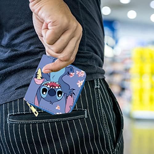 Stitch Wallet Purse for Boys Girls Men Women Kids Teen Anime Design Leather Coin Bifold Bi-fold Wallets Purses Pouch Pouches Credit Card Cute Kawaii Cool Cartoon Minimalist Thin