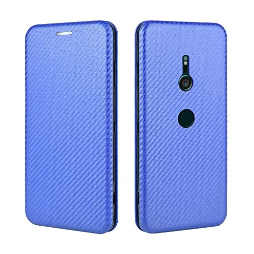 Flip Fodraler För Sony Xperia XZ3 Case Luxury Carbon Fiber Pu och TPU Hybrid Case Full Protection Shock Proof Fold Case Cover för Sony Xperia XZ3 Telefon Flip Cover Case (Color : Blue)