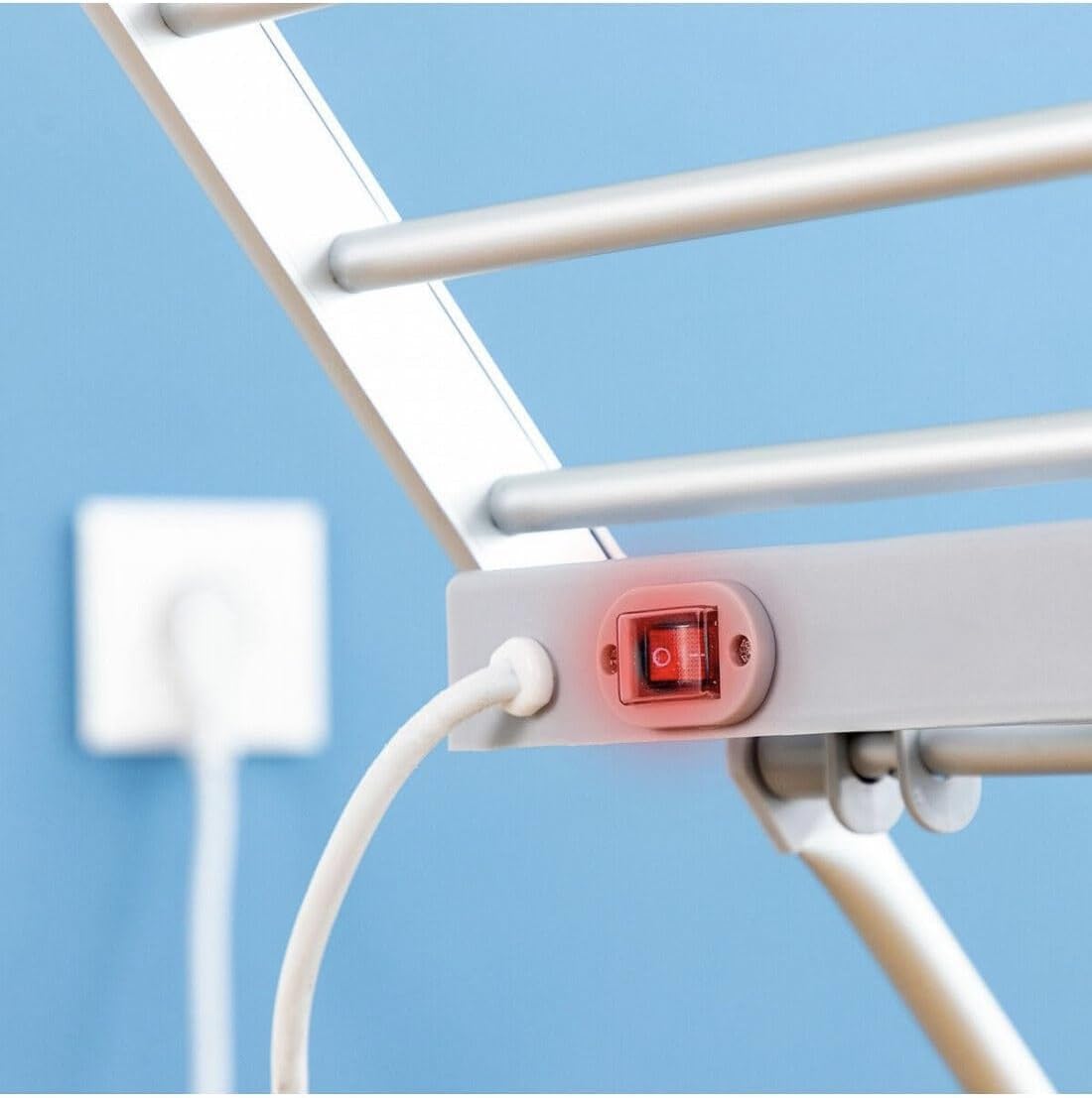 CELLUSTOP - Tendedero de ropa eléctrica plegable – Secador de ropa interior plegable eléctrico – 120 vatios – 8 barras calefactoras de 120 W para secado rápido – Aluminio